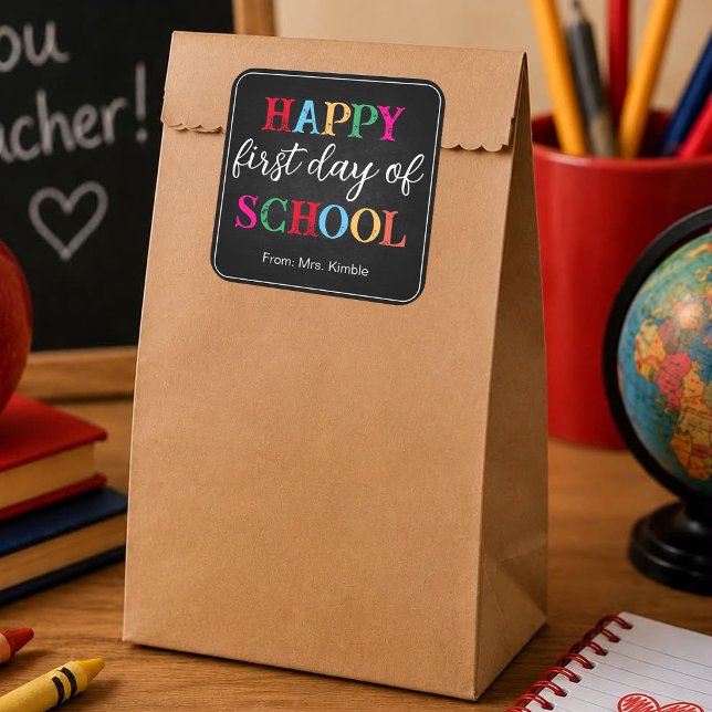 Colorful Chalkboard School Sticker (Square) (Creator Uploaded)