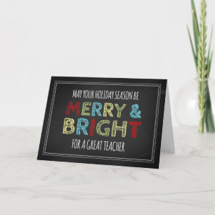Colorful Chalkboard Teacher Merry Christmas Card