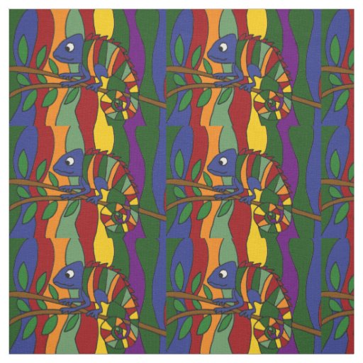 Colorful Chameleon Abstract Art Fabric