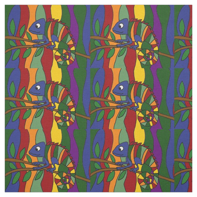 Colorful Chameleon Abstract Art Fabric (Swatch)