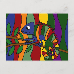Colorful Chameleon Abstract Postcard