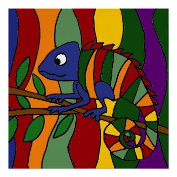 Colorful Chameleon Art Abstract Poster by inspirationrocks at Zazzle