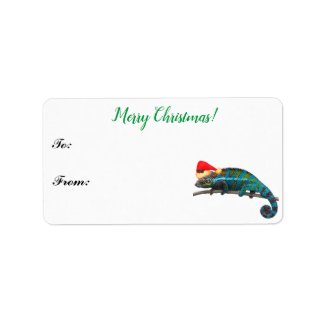 Colorful Chameleon Lizard Christmas Gift Tag