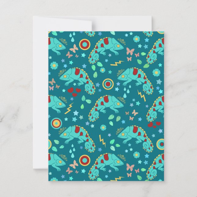 Colorful Chameleon Pattern Invitation (Front)