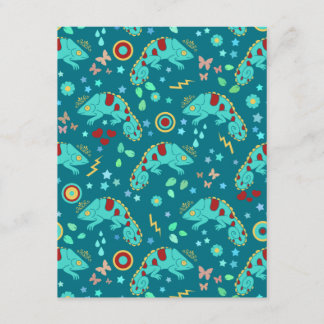 Colorful Chameleon Pattern Invitation