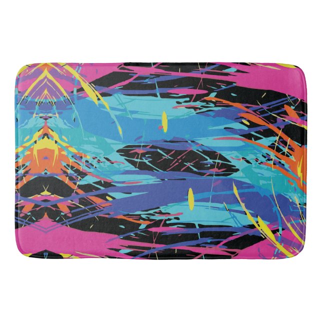 Colorful Chaos: Splashes and Lines Bath Mat (Front)