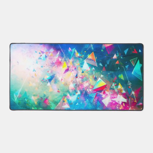 Colorful Chaos Triangle Dimension _ Green Desk Mat