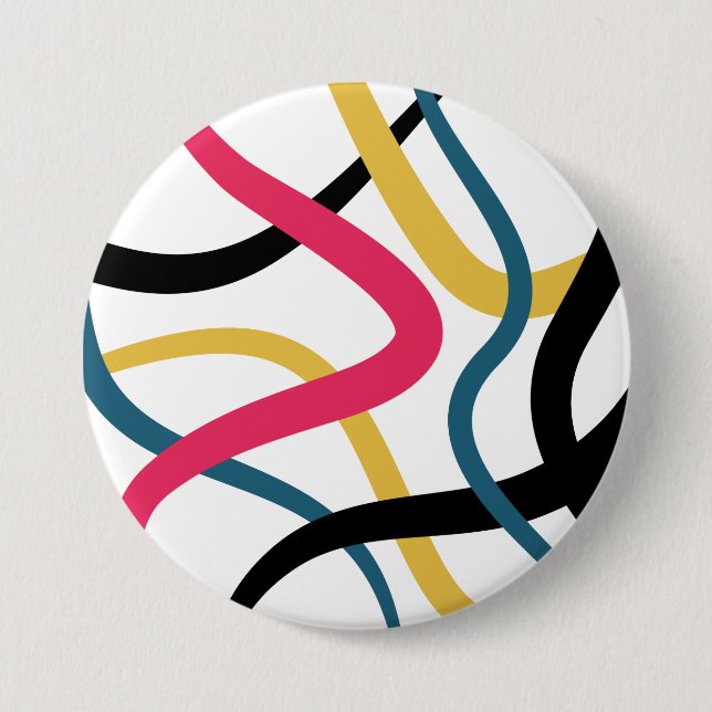 Colorful, chaotic, bold vibrant modern graphic art button (Front)