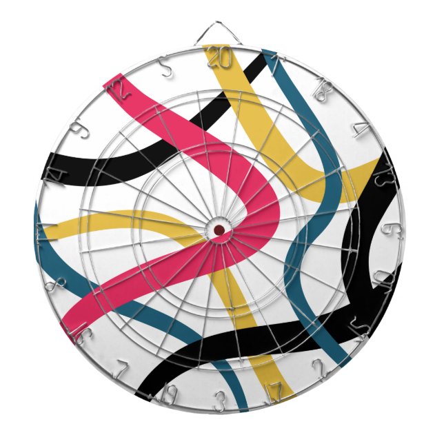 Colorful, chaotic, bold vibrant modern graphic art dart board (Front)