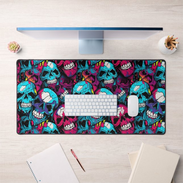 Colorful Chaotic Skull  Desk Mat (Office 1)