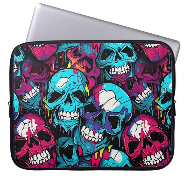 Colorful Chaotic Skull  Laptop Sleeve (Front)