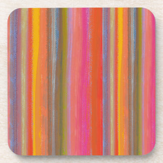 Colorful Charcoal Boho Stripes Beverage Coaster