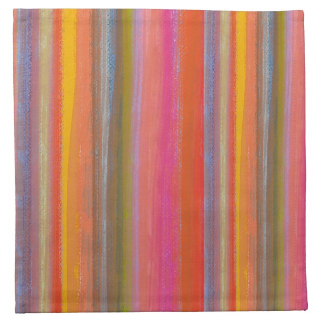 Colorful Charcoal Boho Stripes Cloth Napkin (Front)