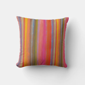 Colorful Charcoal Boho Stripes Throw Pillow