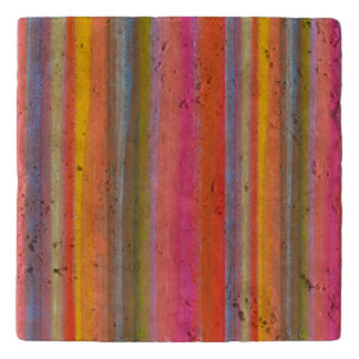 Colorful Charcoal Boho Stripes Trivet