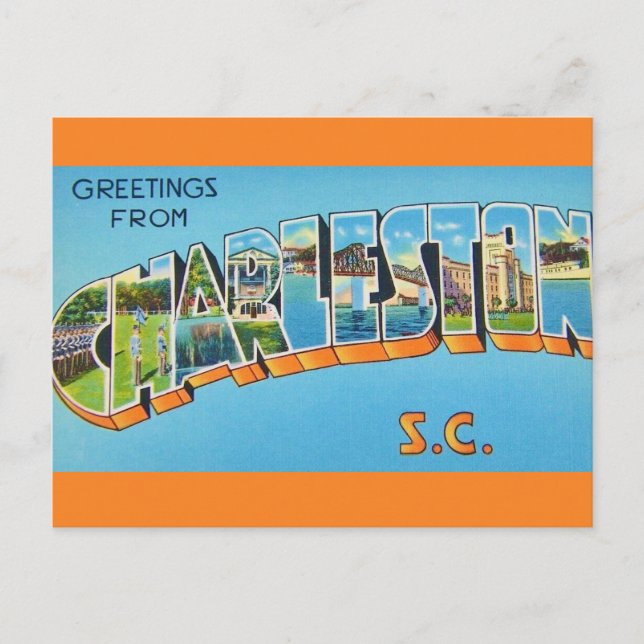 Colorful Charleston SC Greeting Postcard (Front)