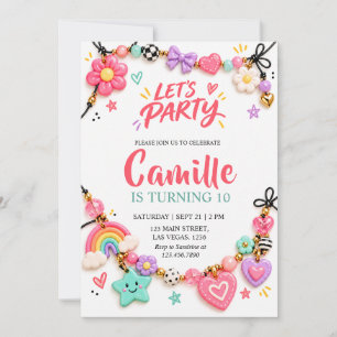 Colorful Charm Bracelet Let’s Party Birthday Invitation