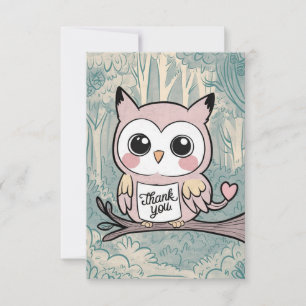 Colorful Charming Owl Thank You Card