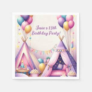 Colorful Charming Teepee Birthday Sleepover Party Napkins