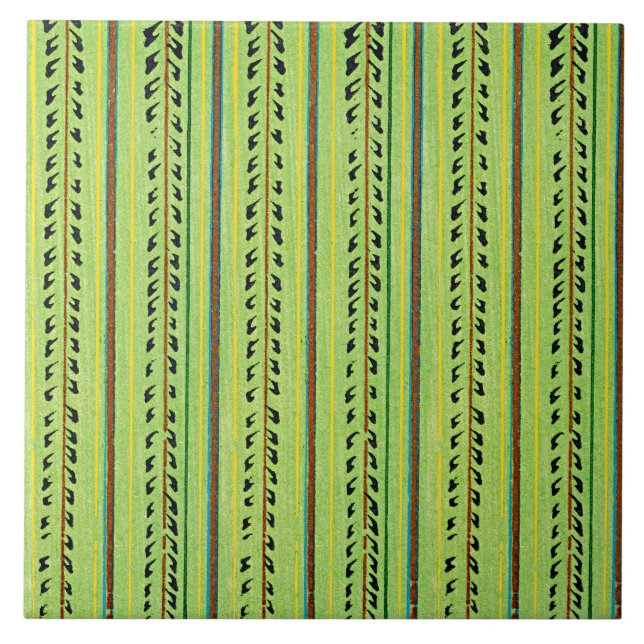 Colorful Chartreuse Green Pattern Ceramic Tile (Front)