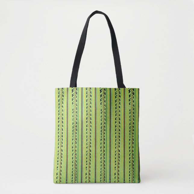 Colorful Chartreuse Green Pattern Tote Bag (Front)