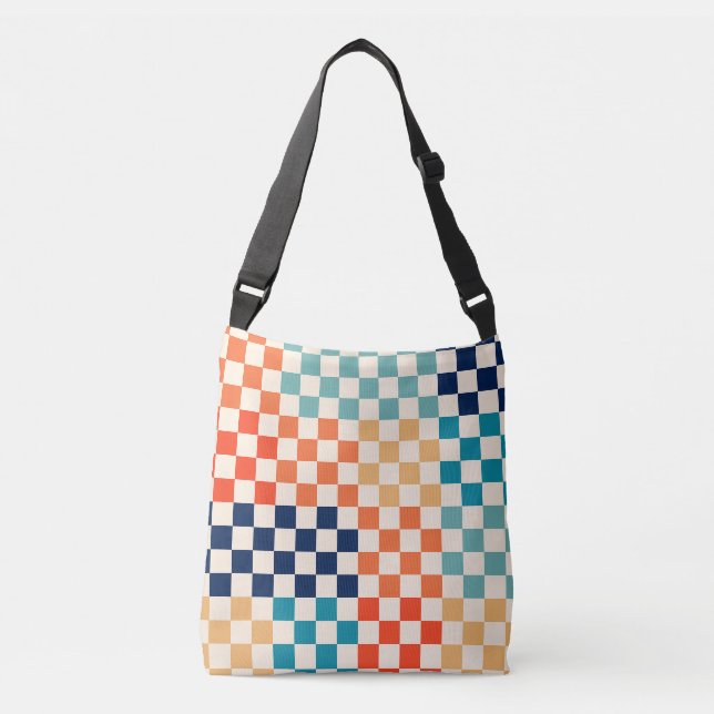 Colorful Check Checkered Checkerboard Pattern Crossbody Bag (Front)