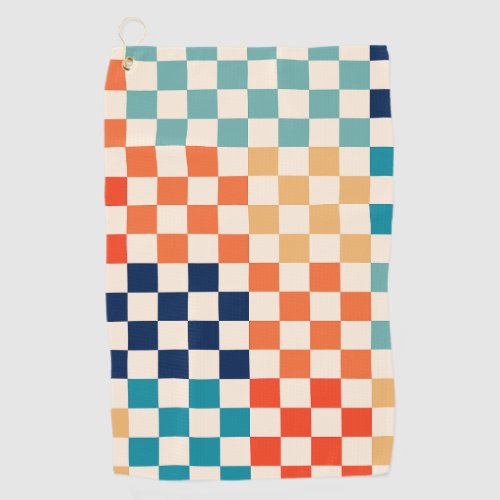 Colorful Check Checkered Checkerboard Pattern Golf Towel