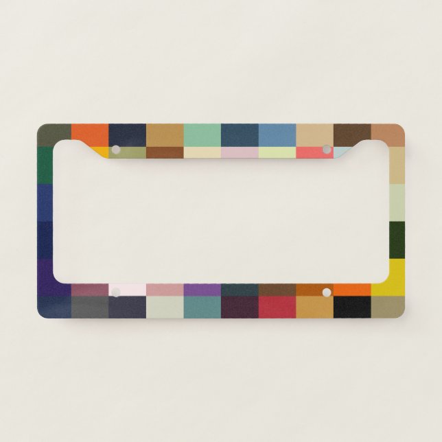 Colorful Check Checkered Checkerboard Pattern License Plate Frame (Front)