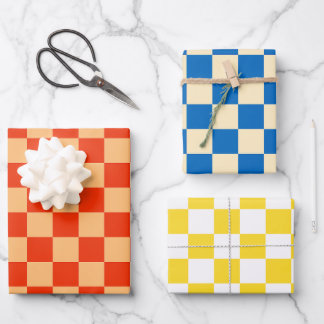 Colorful Check Checkered Checkerboard Pattern Wrapping Paper Sheets