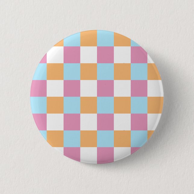 Colorful Checkeboard Pattern Button (Front)