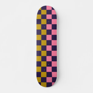 Colorful Checked Pattern Retro Modern Aesthetic Sk Skateboard