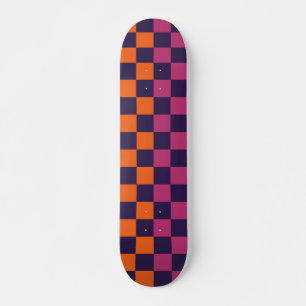 Colorful Checked Pattern Retro Modern Aesthetic Skateboard