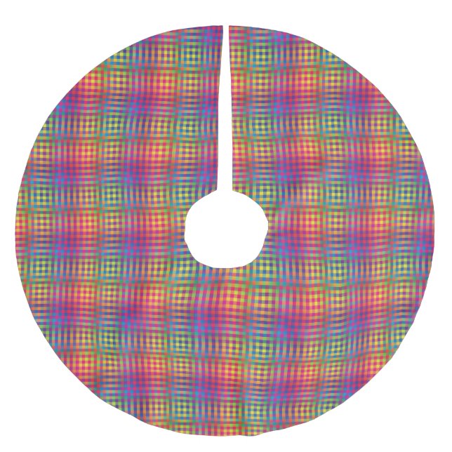 Colorful Checker Abstract Pattern Brushed Polyester Tree Skirt (Front)