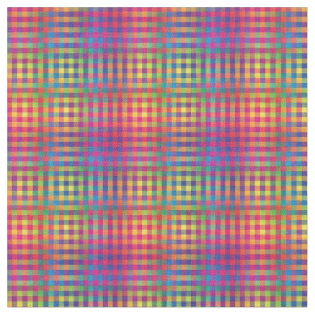 Colorful Checker Abstract Pattern Fabric (Close Up)