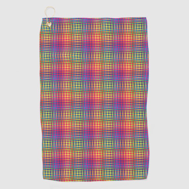 Colorful Checker Abstract Pattern Golf Towel (Front)