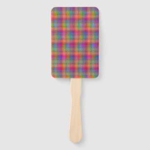 Colorful Checker Abstract Pattern Hand Fan
