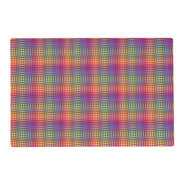 Colorful Checker Abstract Pattern Laminated Placemat (Front)