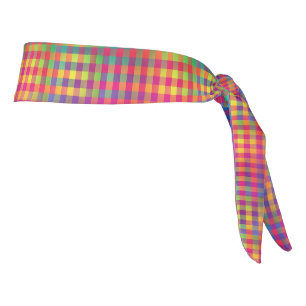 Colorful Checker Abstract Pattern Tie Headband