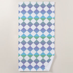 Colorful Checker Diamond Pattern Beach Towel