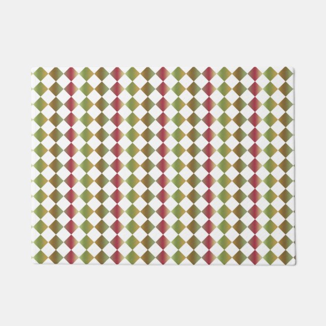 Colorful Checker Diamond Pattern Doormat (Front)