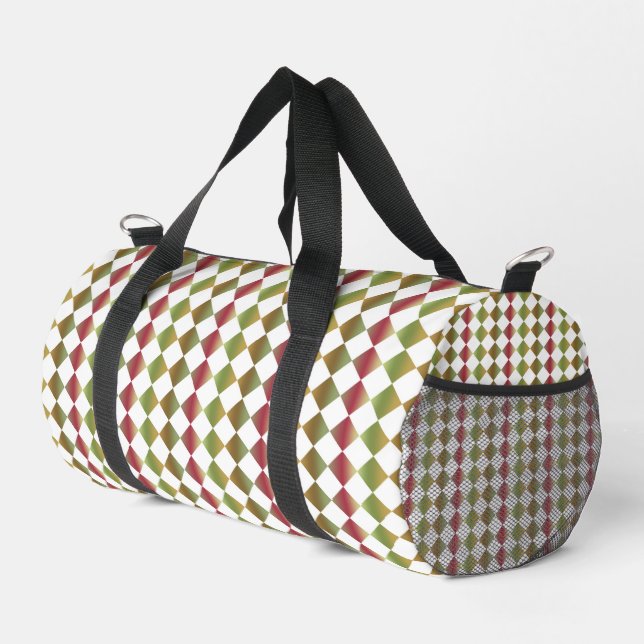 Colorful Checker Diamond Pattern Small Duffle Bag (Right Corner)