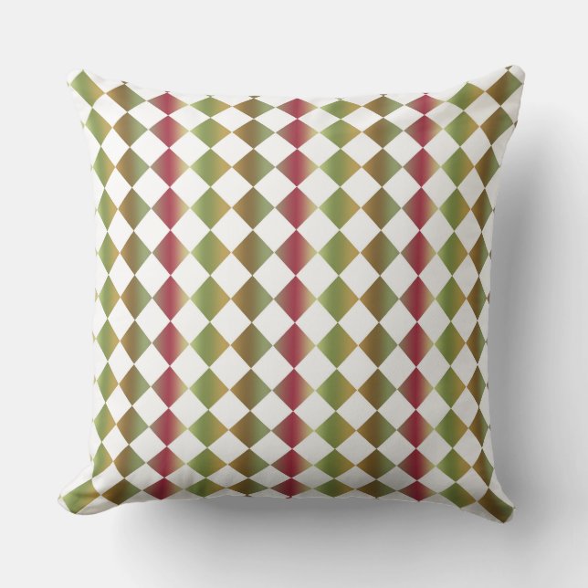 Colorful Checker Diamond Pattern  Throw Pillow (Front)
