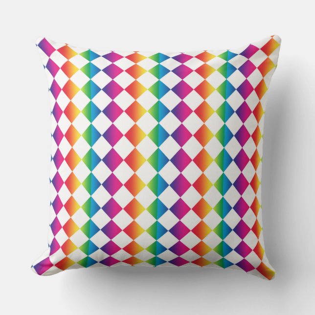 Colorful Checker Diamond Pattern  Throw Pillow (Front)