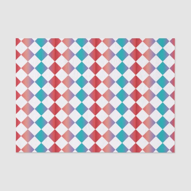 Colorful Checker Diamond Pattern Tissue Paper (Front)