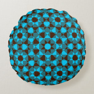 Colorful Checker Diamond Plaid Pattern Round Pillow