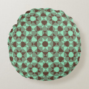 Colorful Checker Diamond Plaid Pattern Round Pillow
