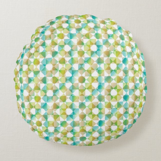 Colorful Checker Diamond Plaid Pattern Round Pillow (Front)