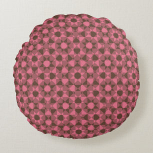 Colorful Checker Diamond Plaid Pattern Round Pillow