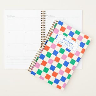 Colorful Checker Personalized 2027 Monthly School Planner