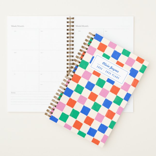 Colorful Checker Personalized 2027 Monthly School Planner (Display)